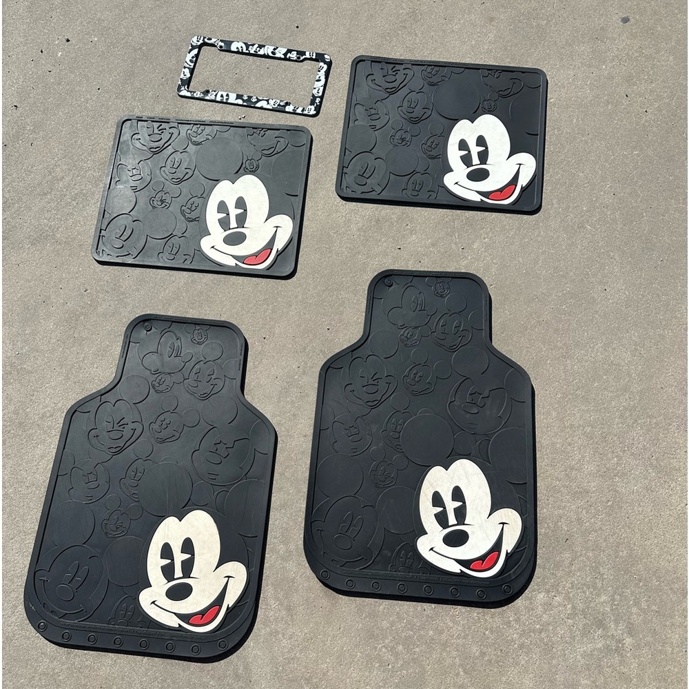 Used Mickey Mouse car mats & plate cover